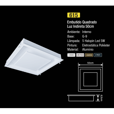 Embutido Quadrado Luz Indireta - Airoluz