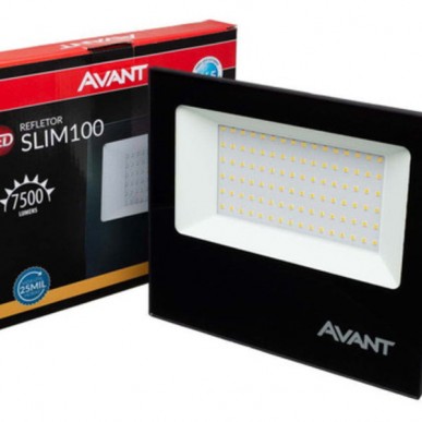 Refletor LED 100W 3000K - Preto - Avant