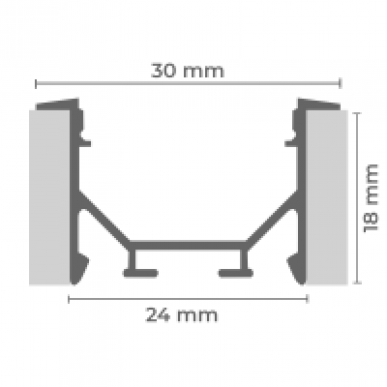 Perfil de Alumínio embutir 30 x 18 mm - Nordecor