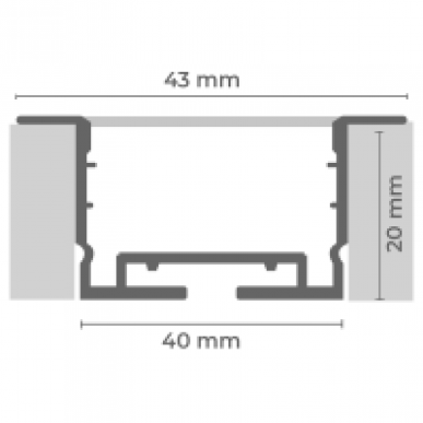 Perfil de Alumínio embutir 43 x 20mm - Nordecor
